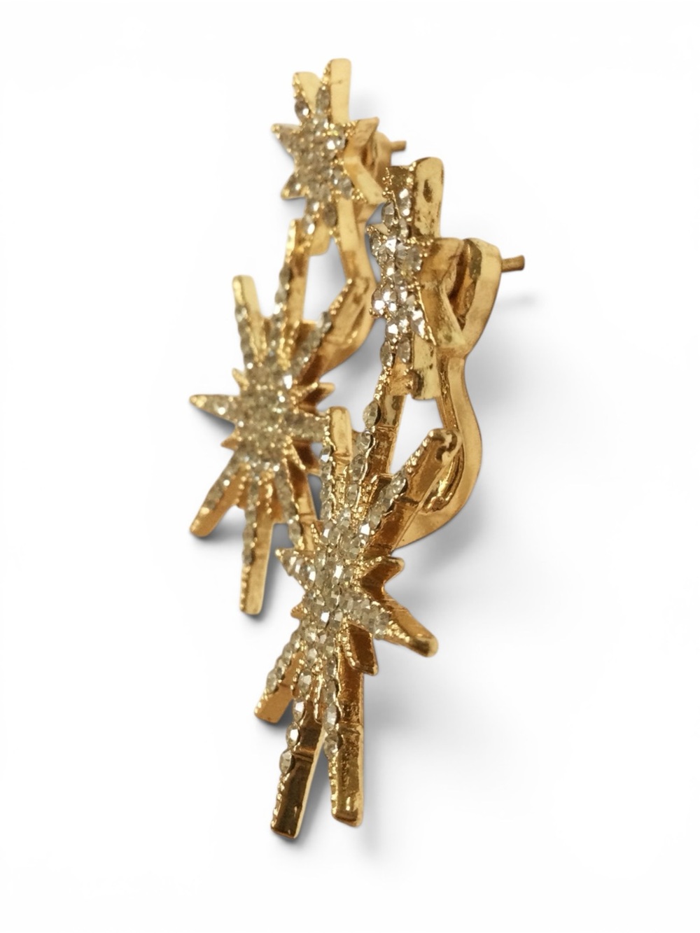 Gold Crystal Starburst Convertible Statement Earrings - Picture 9 of 14